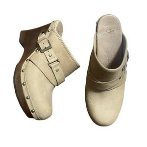 NWOT UGG Natalee Beige Studded Platform Mule Clog Slide Sz 8